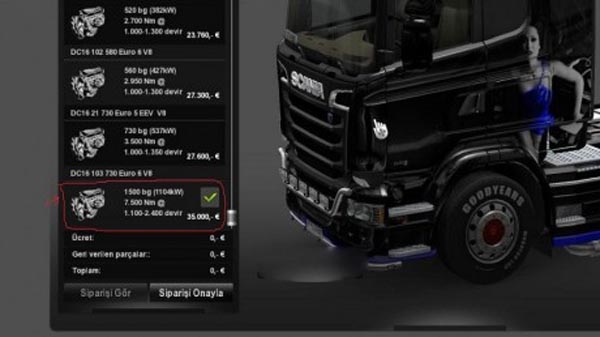 Scania Streamline 1500 – 2000hp Motor