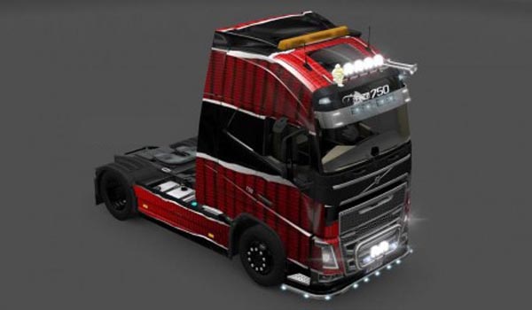 Volvo FH2012 Skin piel rojo negro