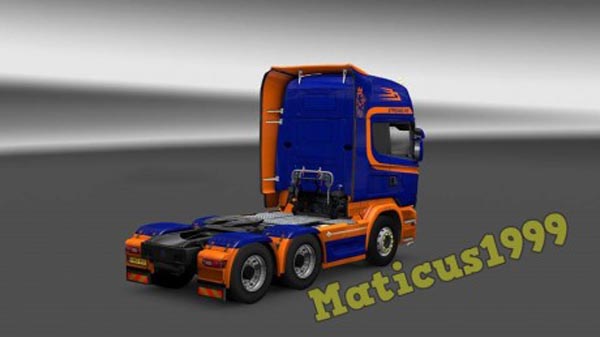 Orange and Blue Scania Streamline