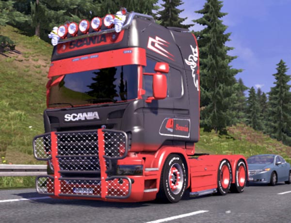 Scania R Grey Red Skin