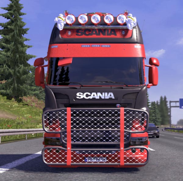 Scania R Grey Red Skin