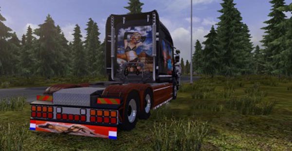 Scania T Woman and Car Skin 