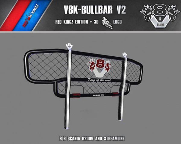 V8K Blaine Scania Bullbar v 2.0 + Nog Harder Logo 