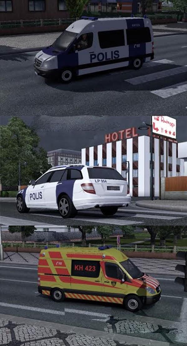 Fin Police and Ambulance AI cars 