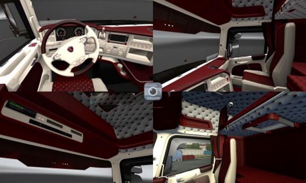Scania T red and white interior