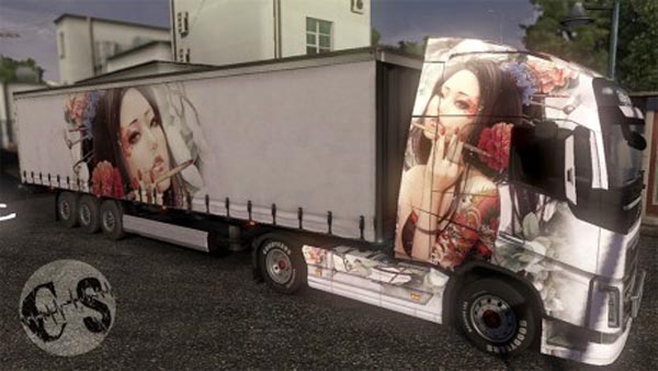 Volvo FH 2012 Artistic Girl Skin + Trailer Standalone