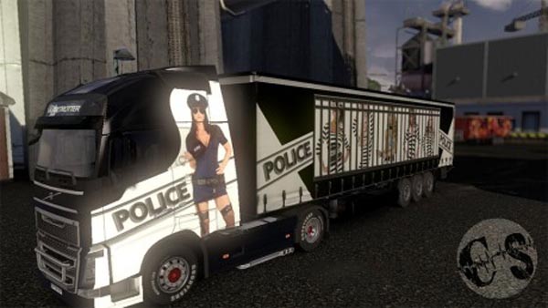 Volvo FH 2012 Sexy Police Skin + Trailer Standalone