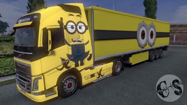 Volvo FH 2012 and 2013 (ohaha) Minion Skin + Trailer