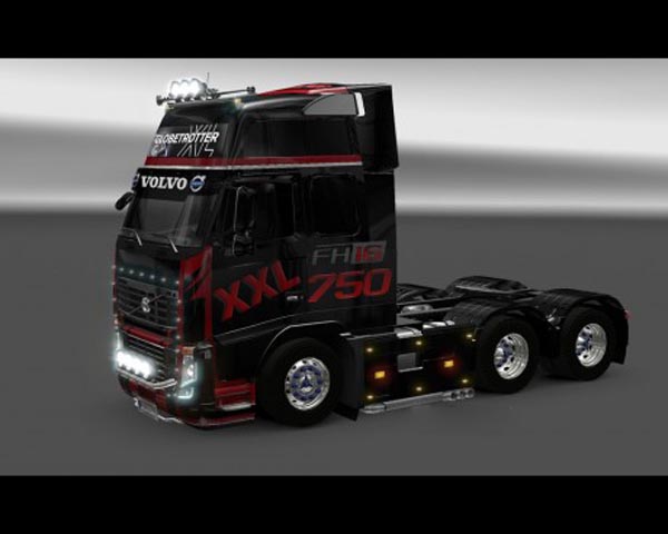 Volvo FH16 Black Red Skin