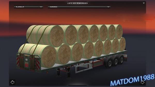 Trailer Roundbales Straw V3