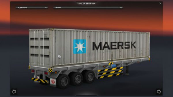 Maersk + Empty Flatbed Trailer