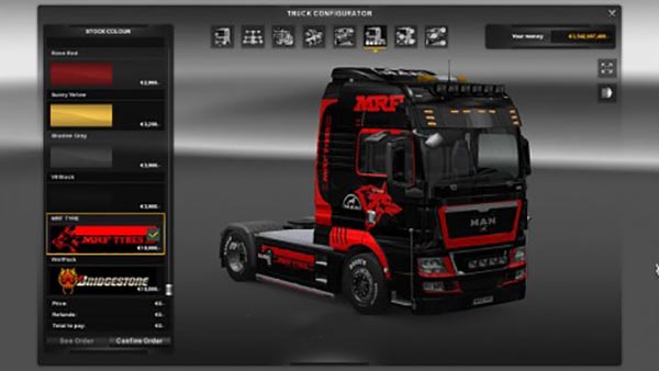 MAN TGX MRF Tyre Skin