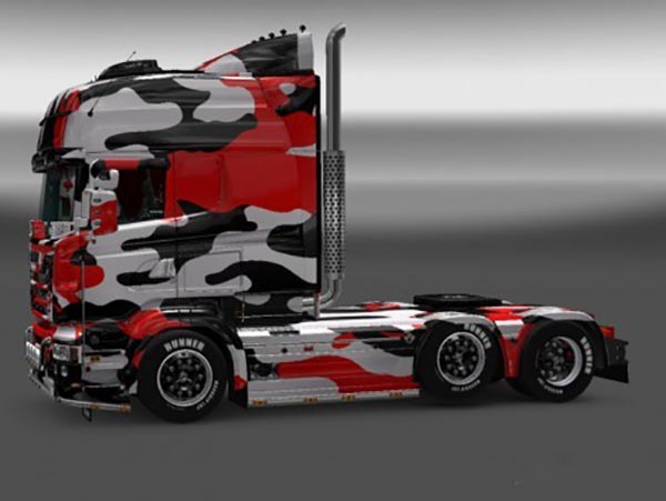 Red Camouflage Skin for Scania RJL R Multi