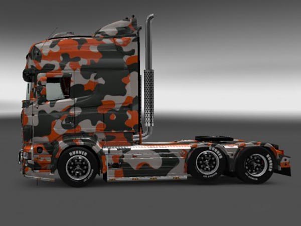 Scania RJL R Orange Camouflage Skin