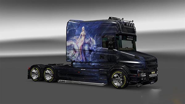 Skin the Girl on the wolf for Scania T Longline